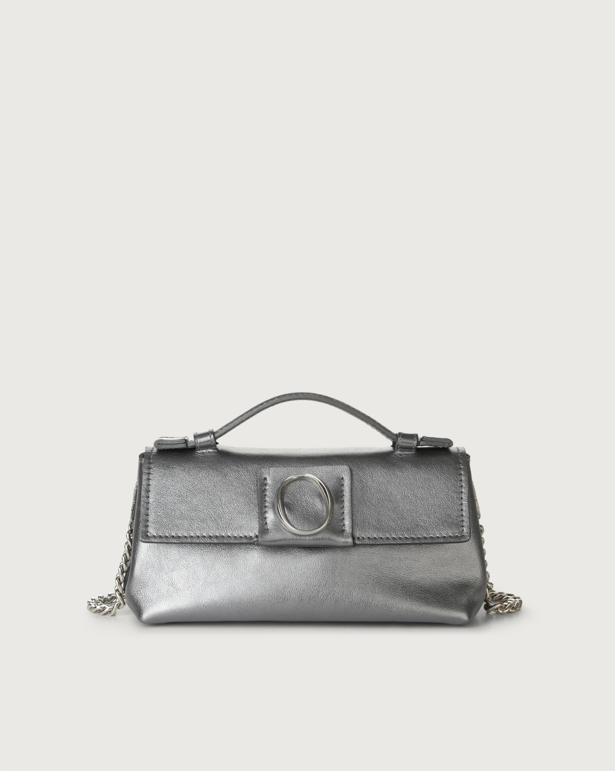 ORCIANI Basset Pepita metallic leather mini bag with strap. , color