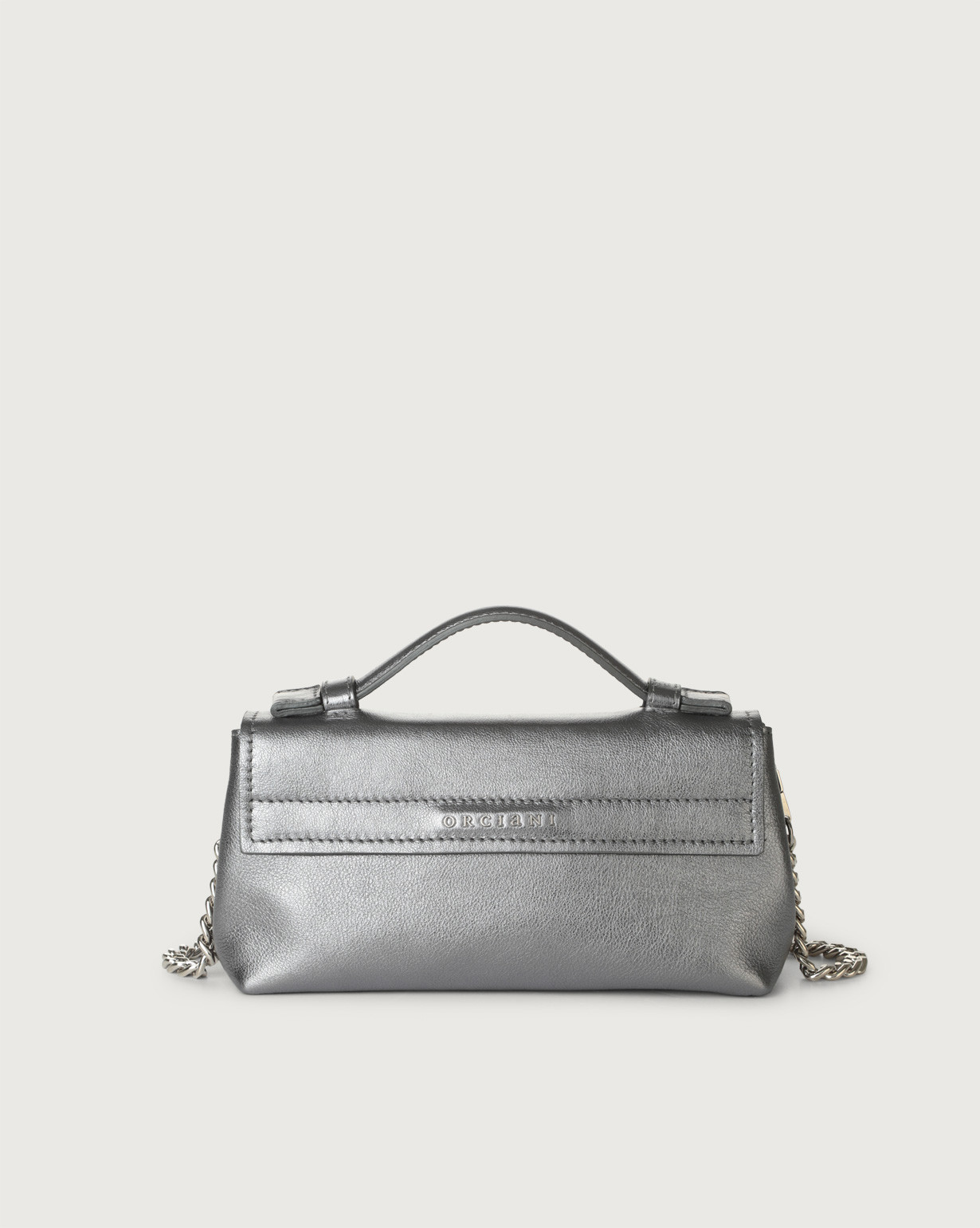 ORCIANI Basset Pepita metallic leather mini bag with strap. , color