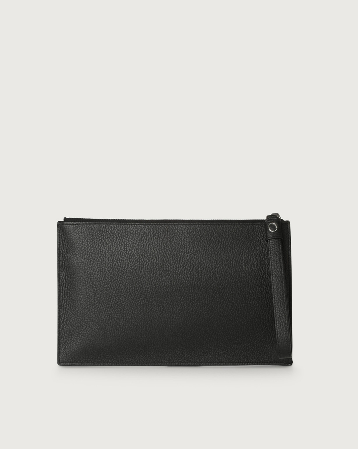 ORCIANI Micron leather Flat Pouch with wristband. , color Black