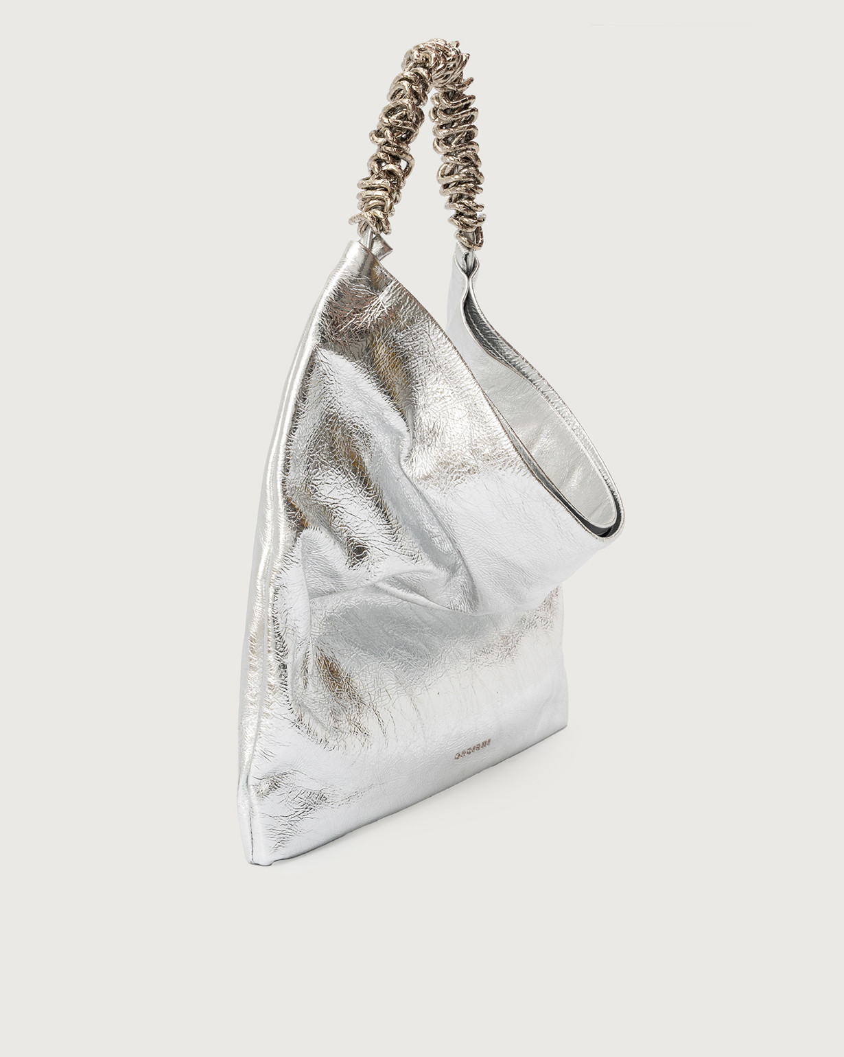 ORCIANI Todo Metal cracked leather shoulder bag with strap