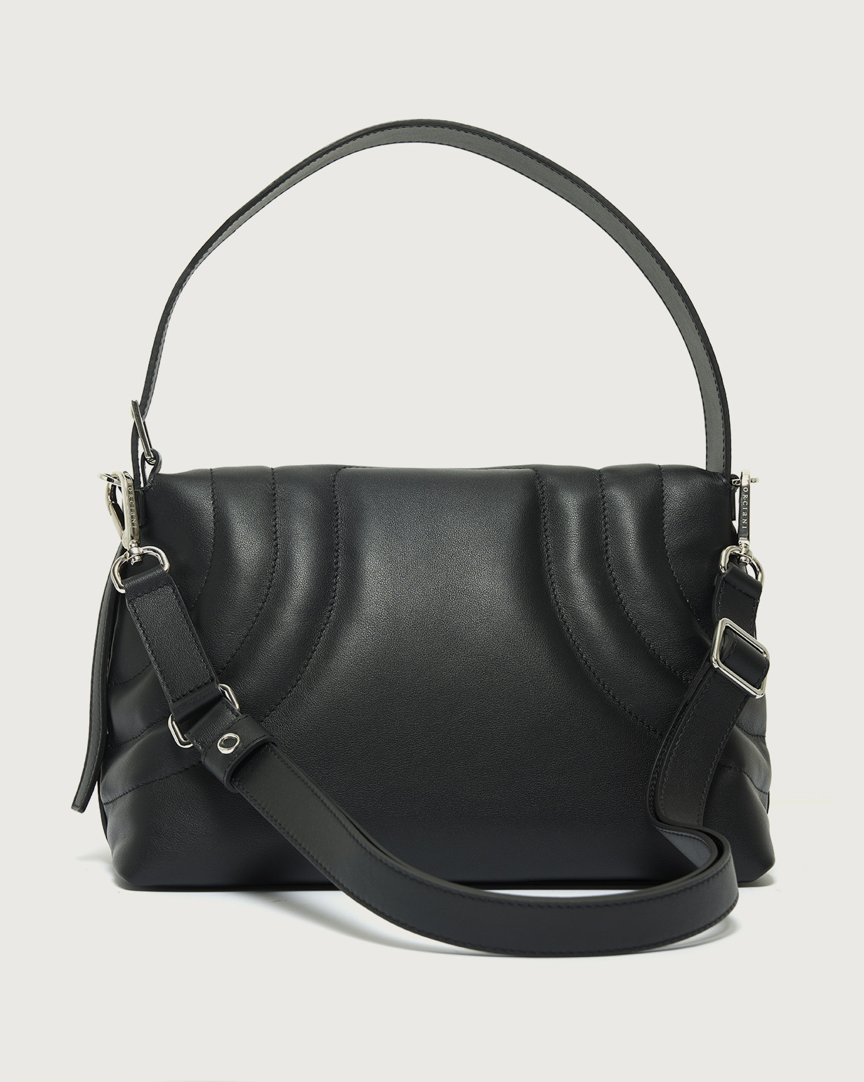 ORCIANI Nana Nappa Quilted Midi leather shoulder bag with strap