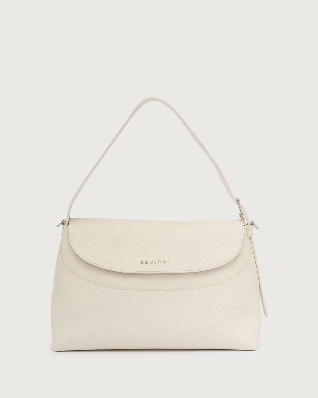 ORCIANI Nana Soft Midi leather shoulder bag with strap. , color White