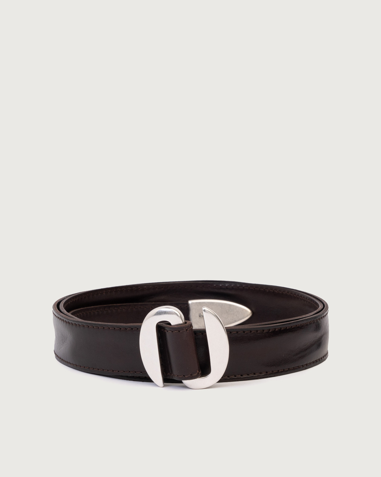 ORCIANI Bull Soft long tip leather belt 3 cm. , color Chocolate