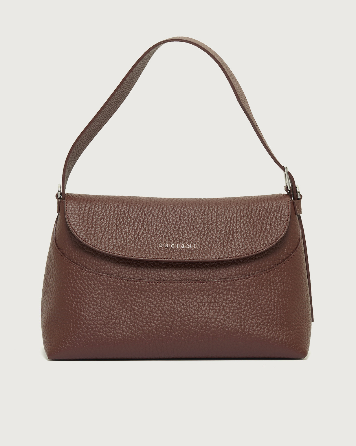 ナカナオリ ORCIANI Nana Soft Midi leather shoulder bag with strap. , color caffè
