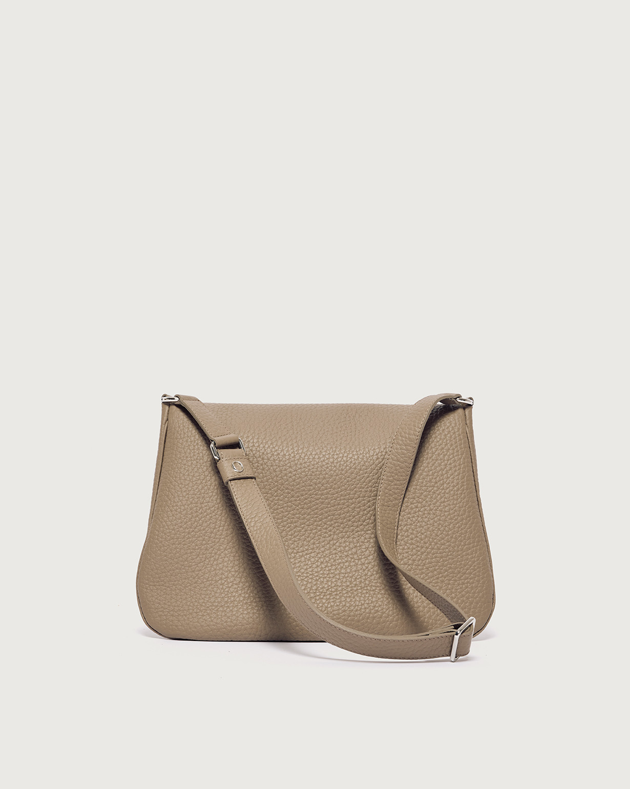 ORCIANI Diana Soft Small hammered leather crossbody bag. , color taupe