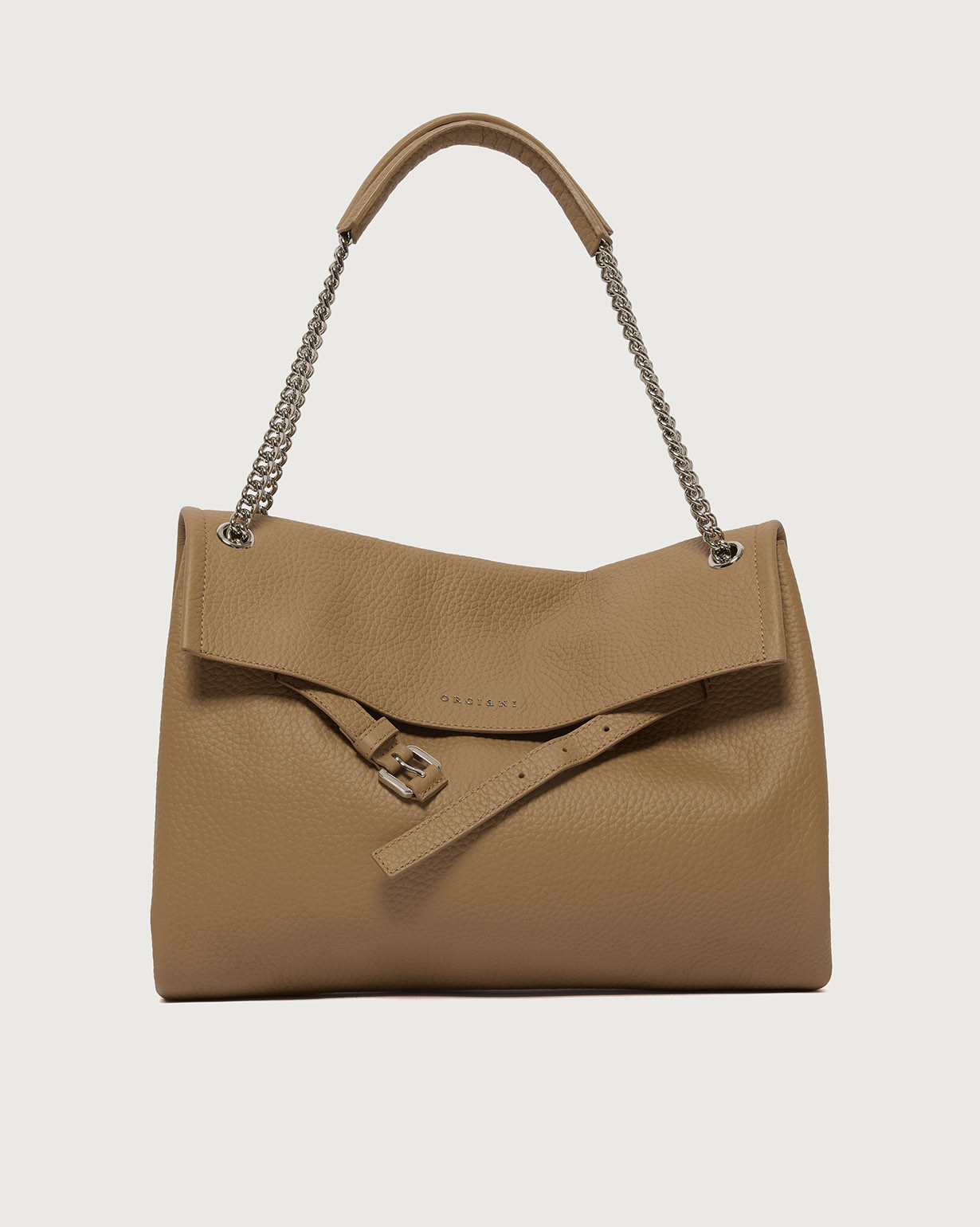 ORCIANI Venus Soft Midi grained leather shoulder bag. , color Almond