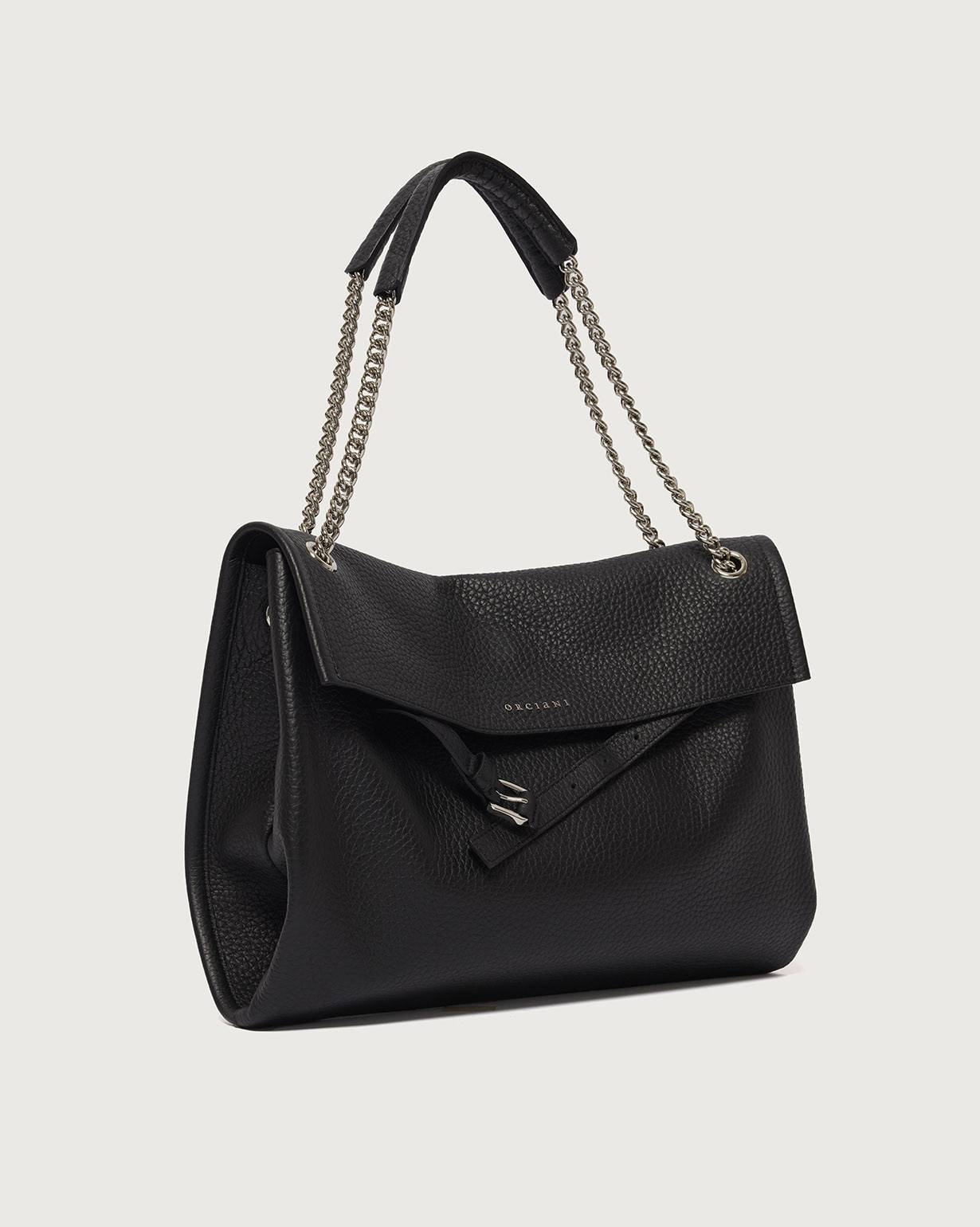 ORCIANI Venus Soft Midi grained leather shoulder bag. , color Black