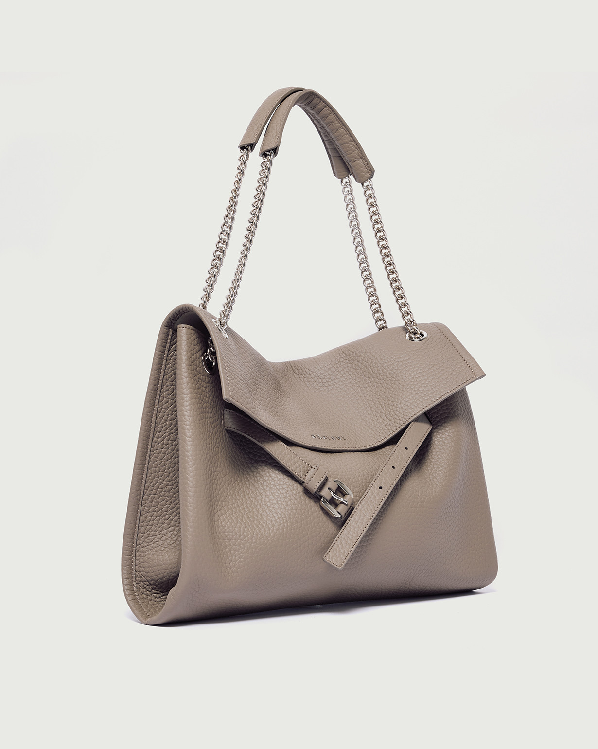 ORCIANI Venus Soft Midi grained leather shoulder bag. , color taupe