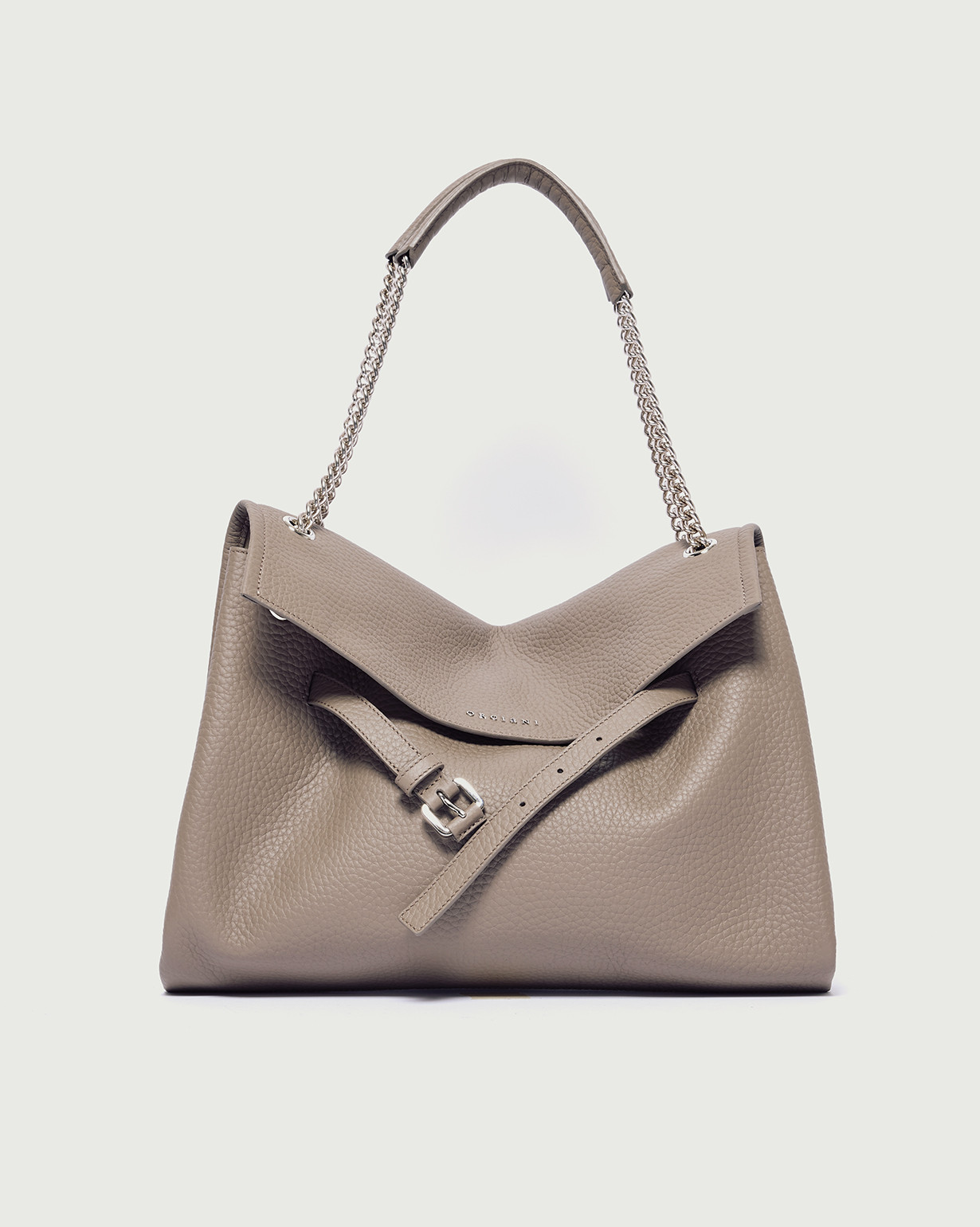 ORCIANI Venus Soft Midi grained leather shoulder bag. , color taupe