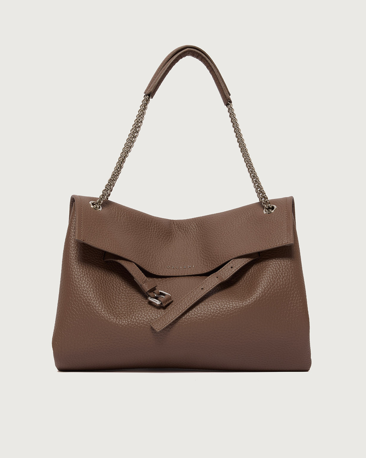 ORCIANI Venus Soft Midi grained leather shoulder bag. , color taupe