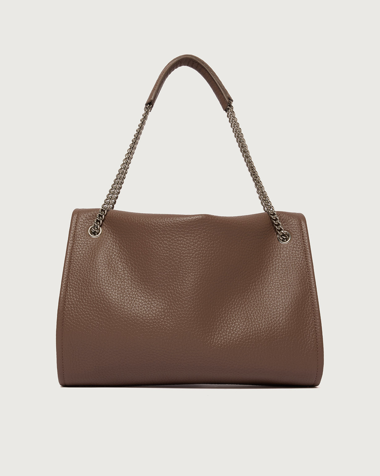 ORCIANI Venus Soft Midi grained leather shoulder bag. , color taupe