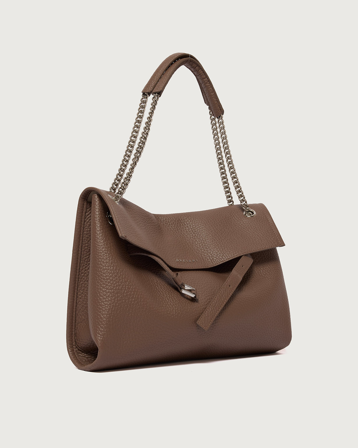 ORCIANI Venus Soft Midi grained leather shoulder bag. , color taupe