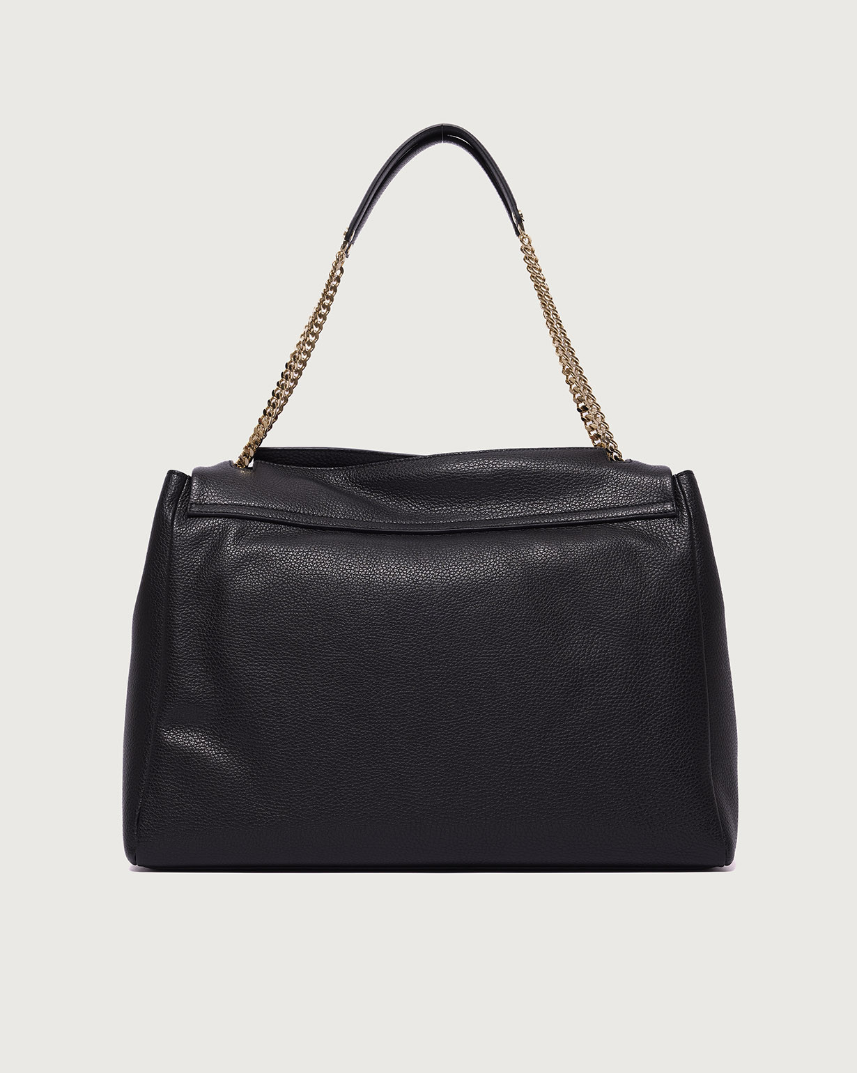 ORCIANI Sveva Sense XL dollar leather shoulder bag. , color Black