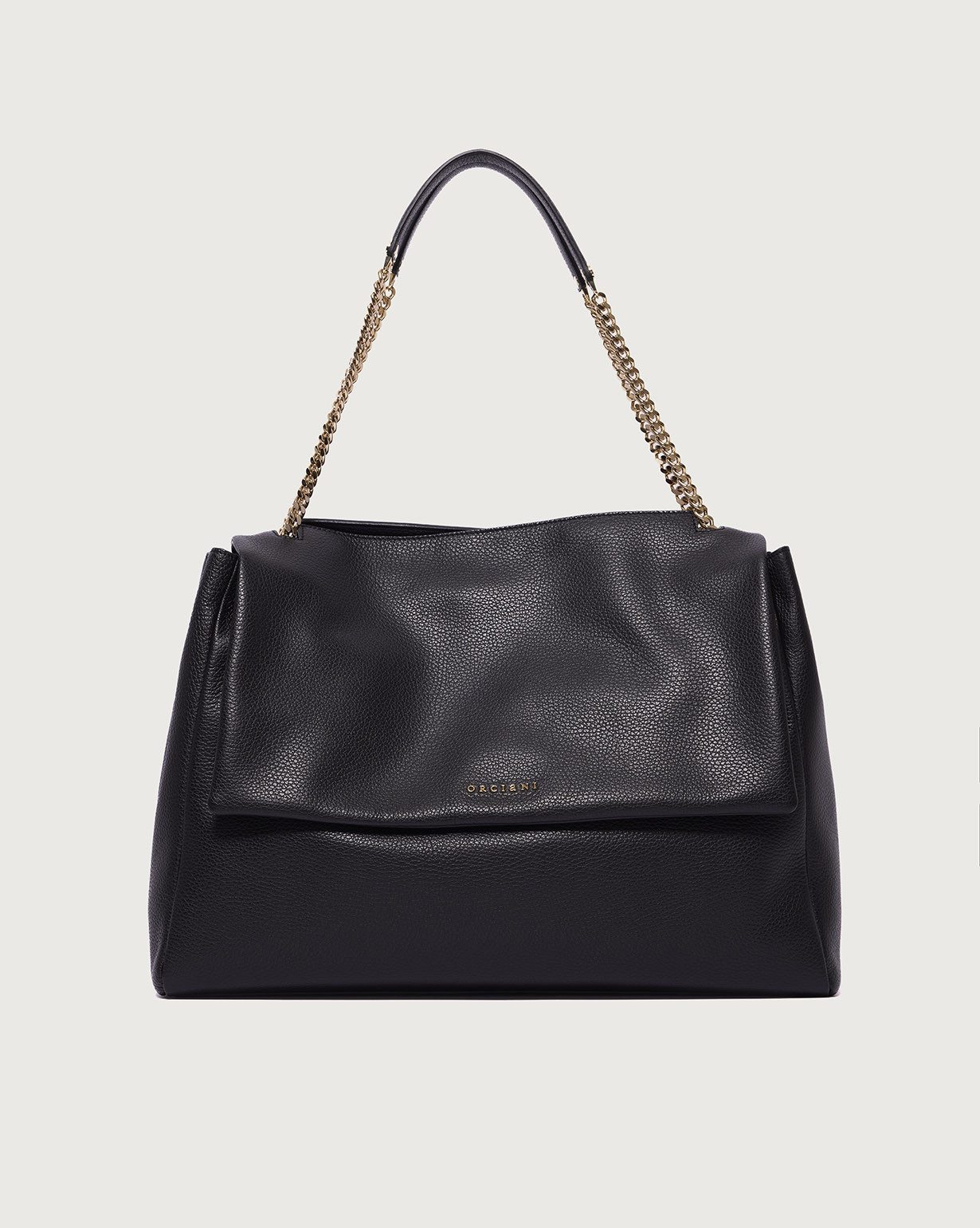 ORCIANI Sveva Sense XL dollar leather shoulder bag. , color Black