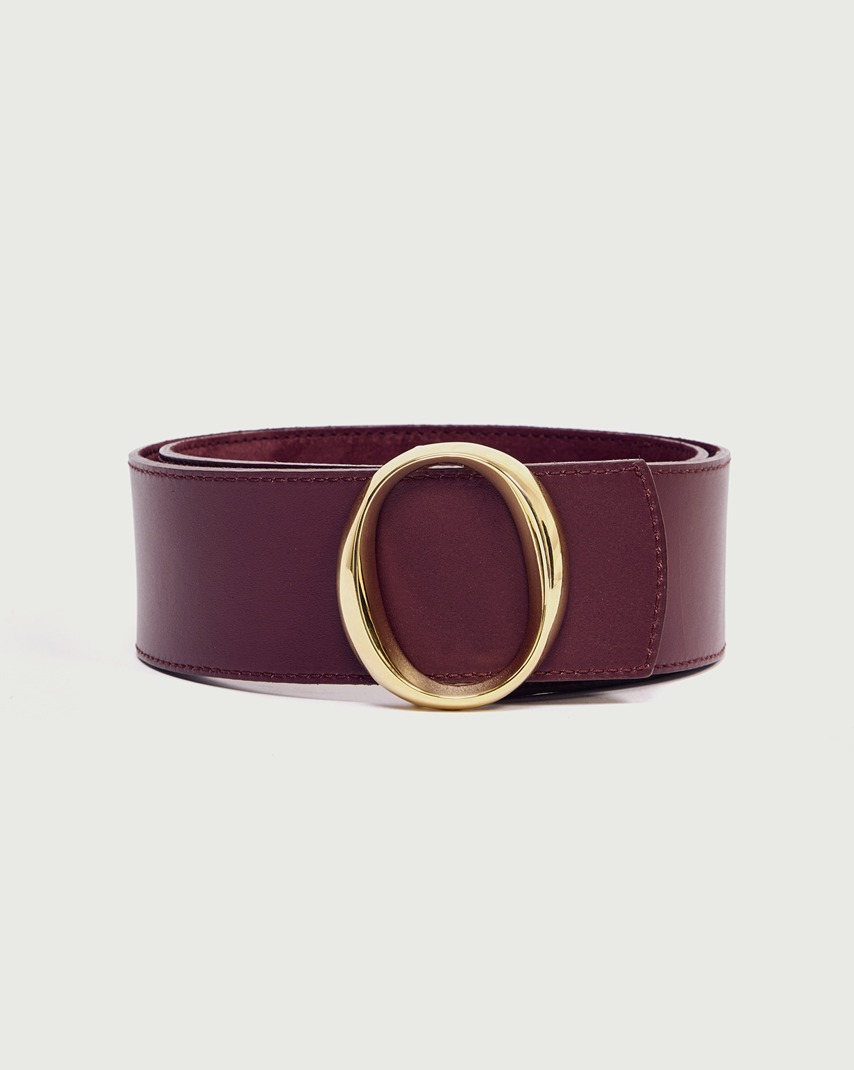 ORCIANI Peach Double leather belt 5,5 cm. , color bordeaux