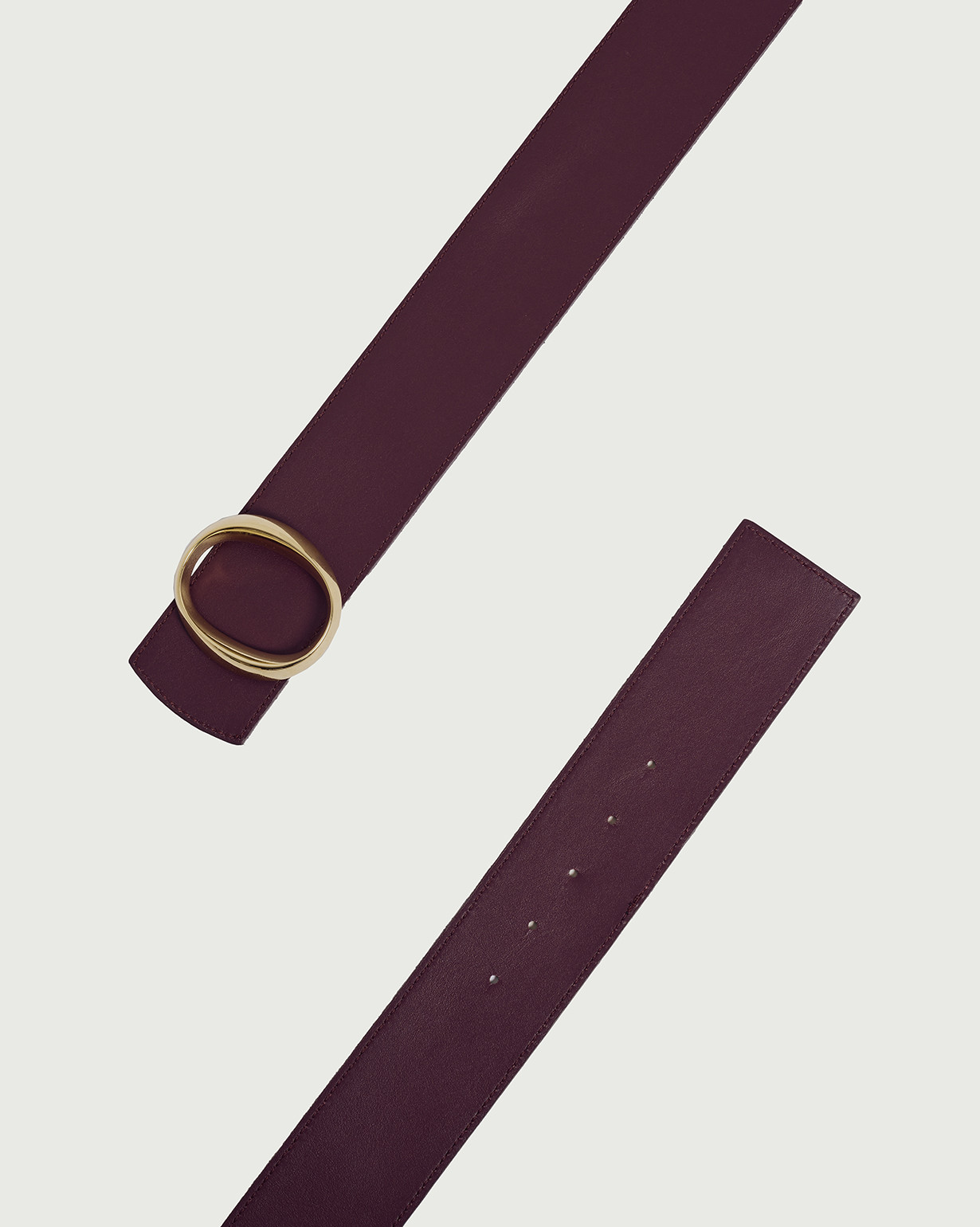 ORCIANI Peach Double leather belt 5,5 cm. , color bordeaux