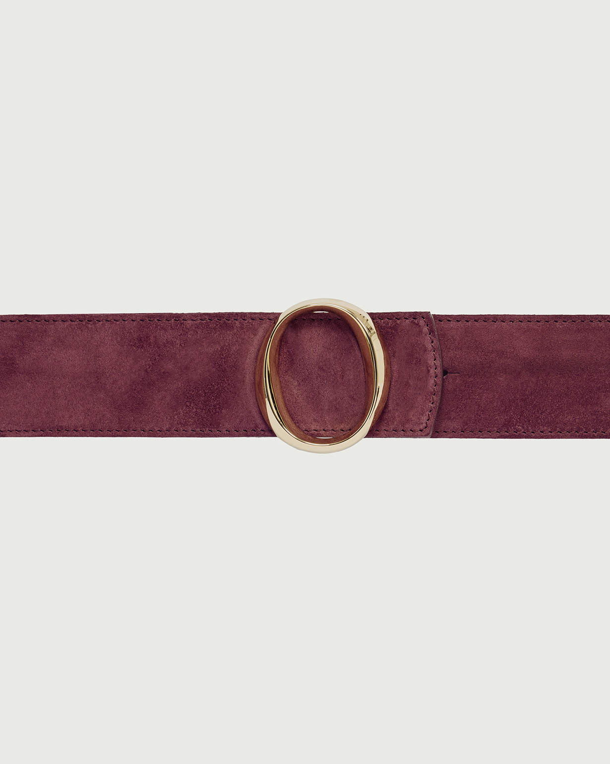 ORCIANI Peach Double leather belt 5,5 cm. , color bordeaux