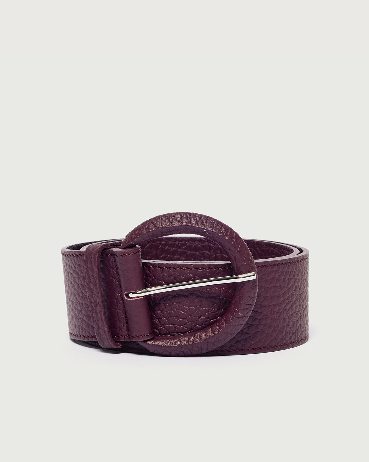 ORCIANI Soft covered buckle leather belt 5 cm. , color Bordeaux