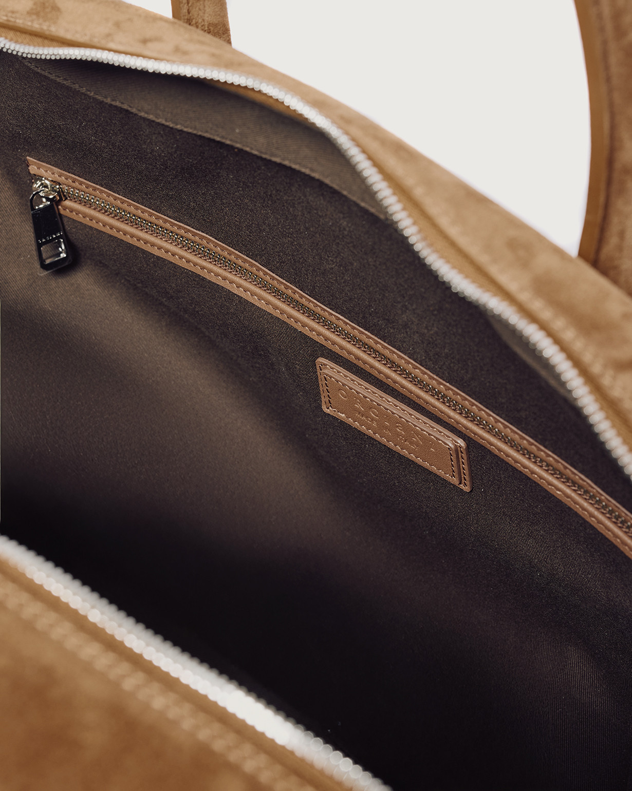 ORCIANI Jones Peach suede leather duffle bag. , color Brown