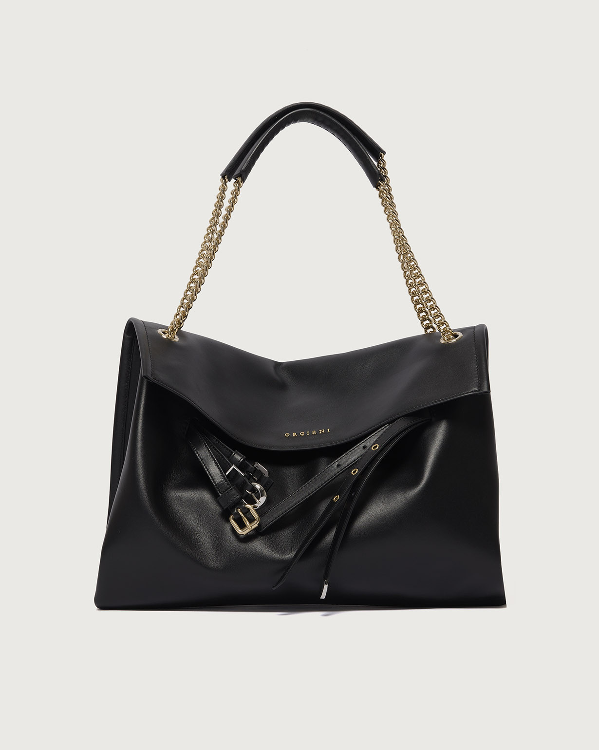 ORCIANI Venus Boston Midi leather shoulder bag. , color black