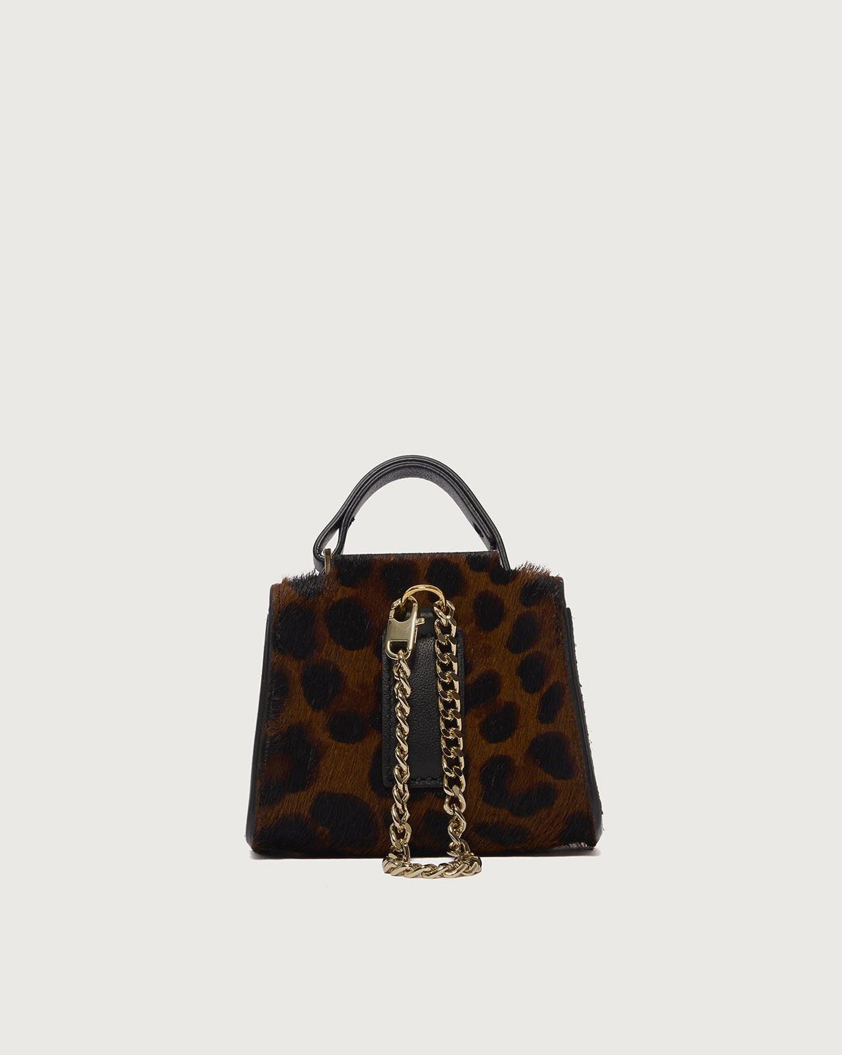 ORCIANI Mini Sveva Leo pony hair leather bag charm. , color Leopard