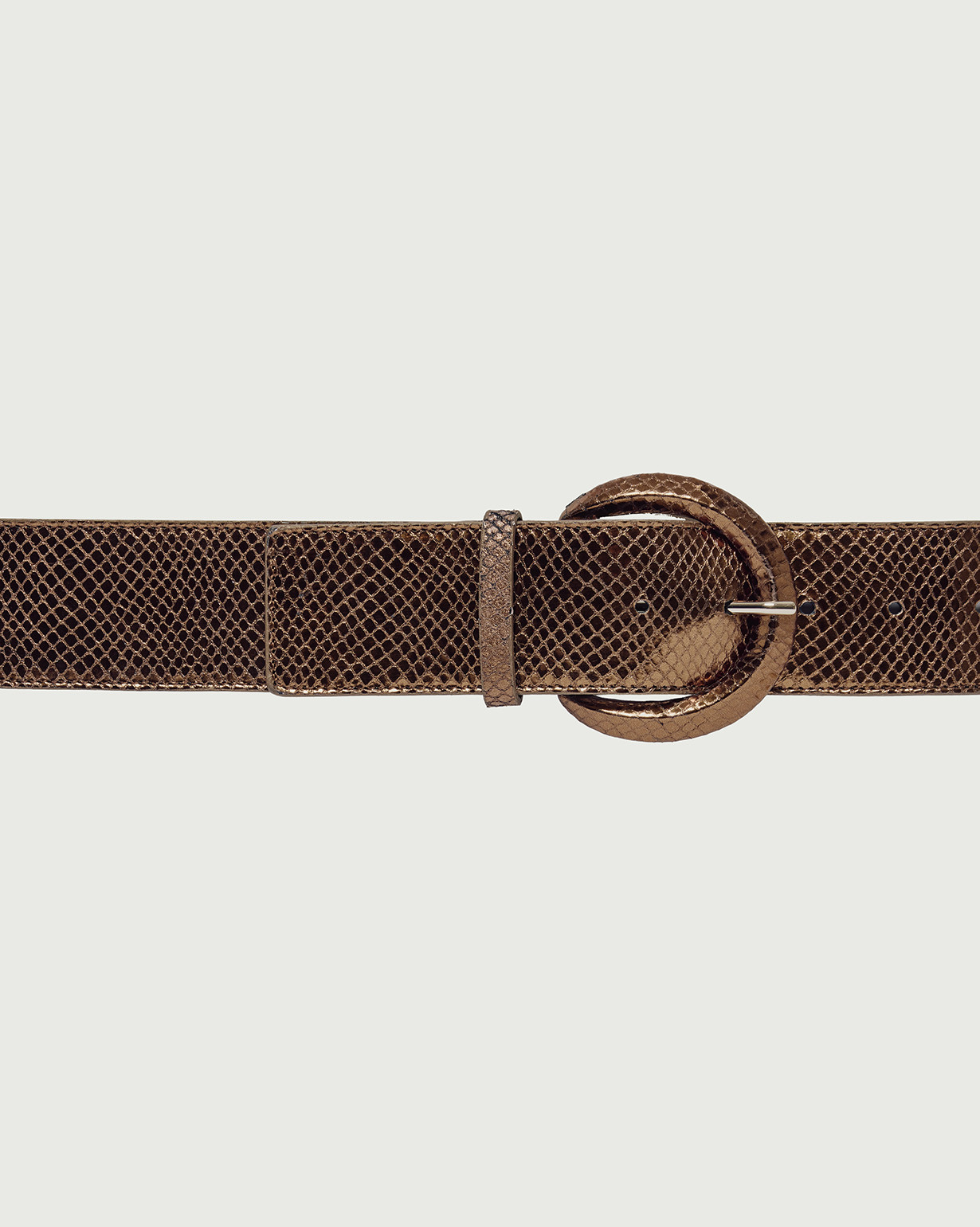 ORCIANI Bling covered buckle leather belt 5 cm. , color Bronze