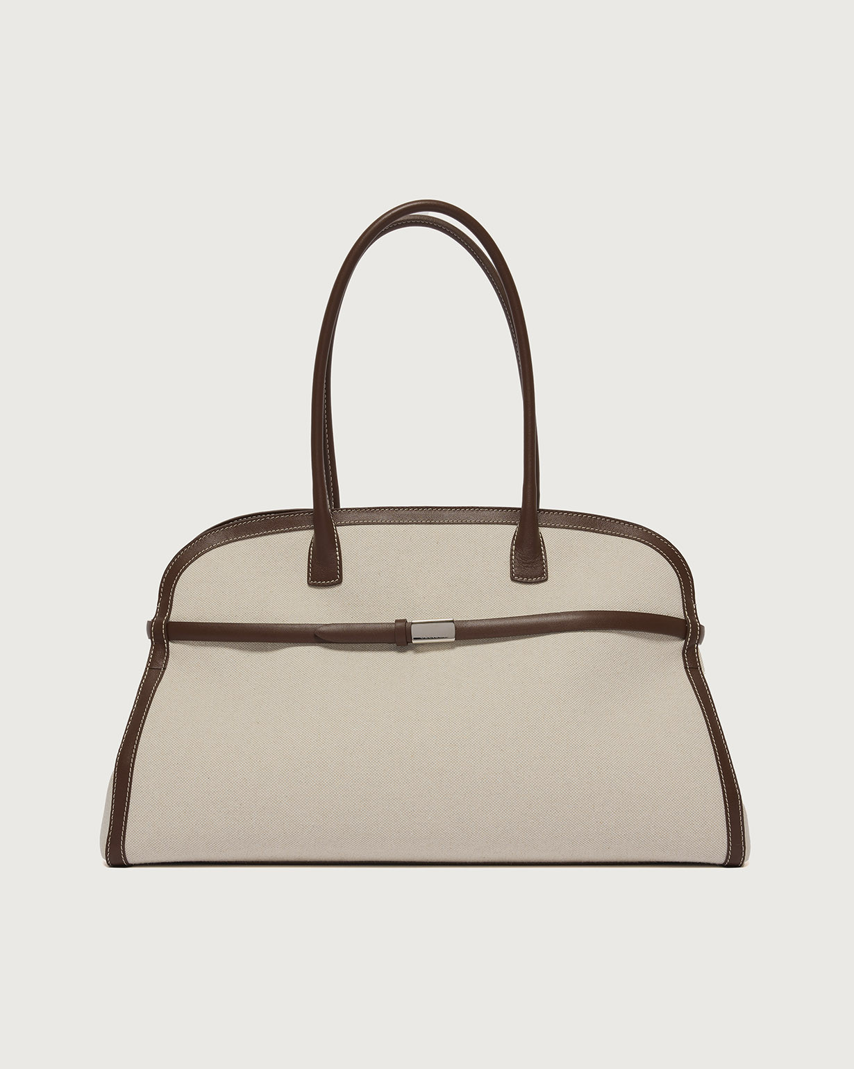 ORCIANI Aura Savana XL canvas and leather shoulder bag with strap