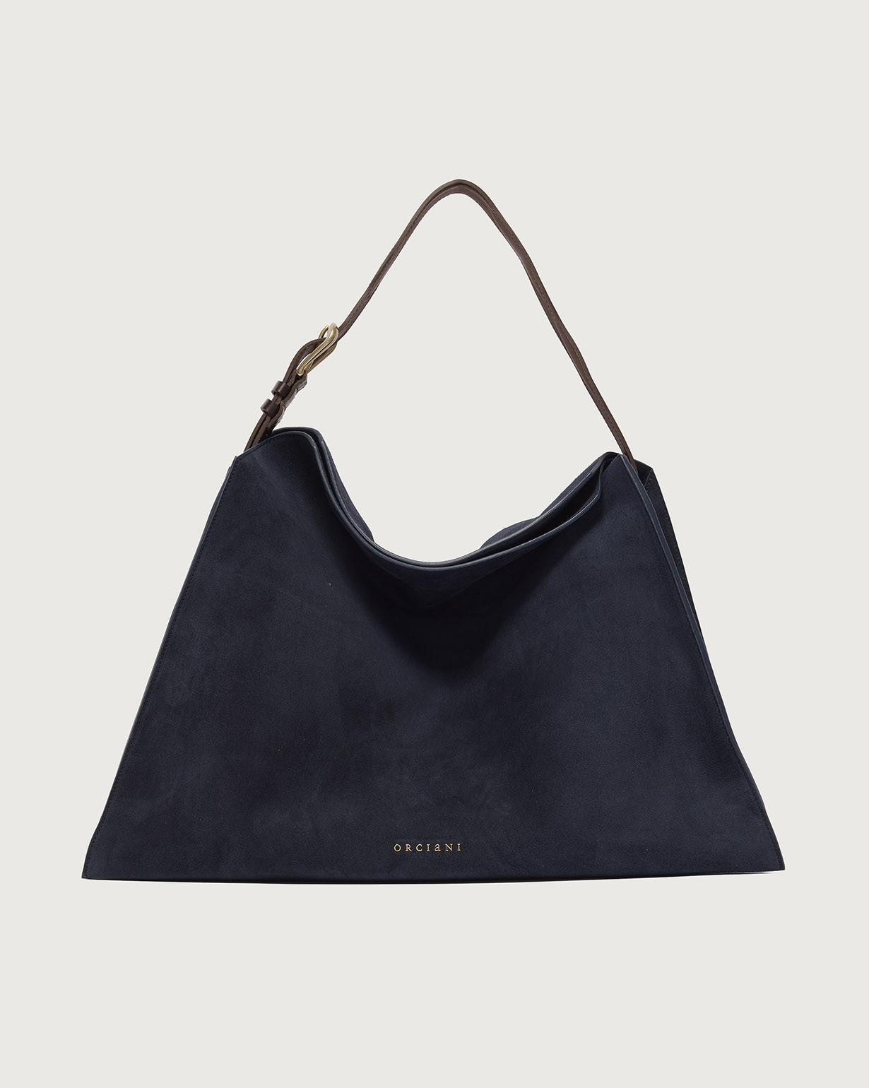 ORCIANI Trinity Peach Oro Large suede shoulder bag. , color Blue