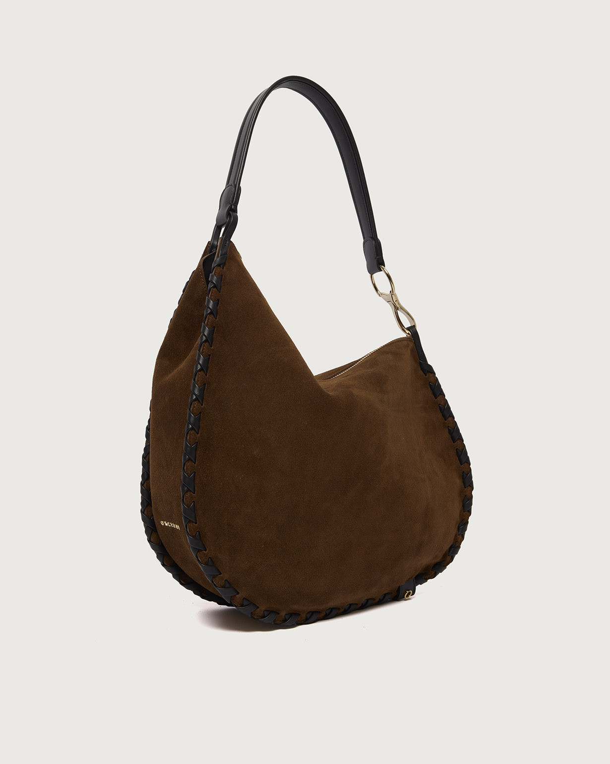 ORCIANI Chaos Peach Cross Midi suede leather shoulder bag with