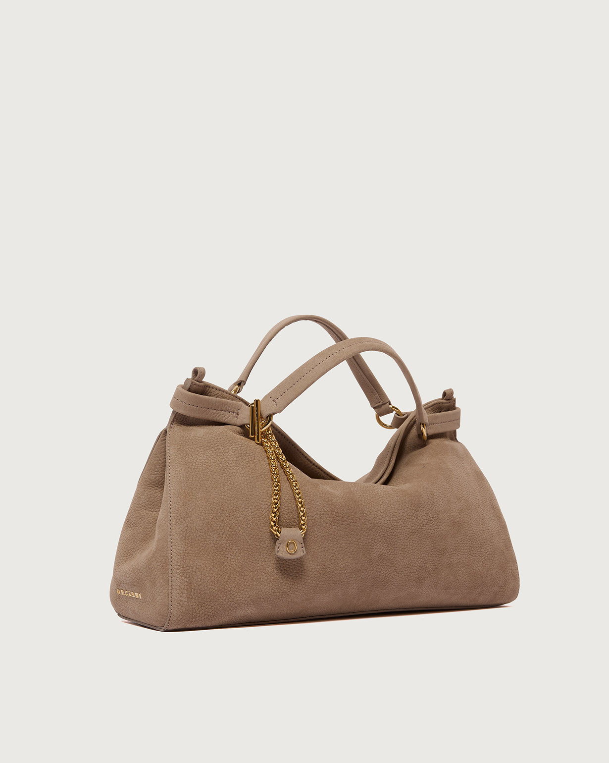 オジパン ORCIANI Virgo Nabucco Midi nubuck leather handbag. , color Beige