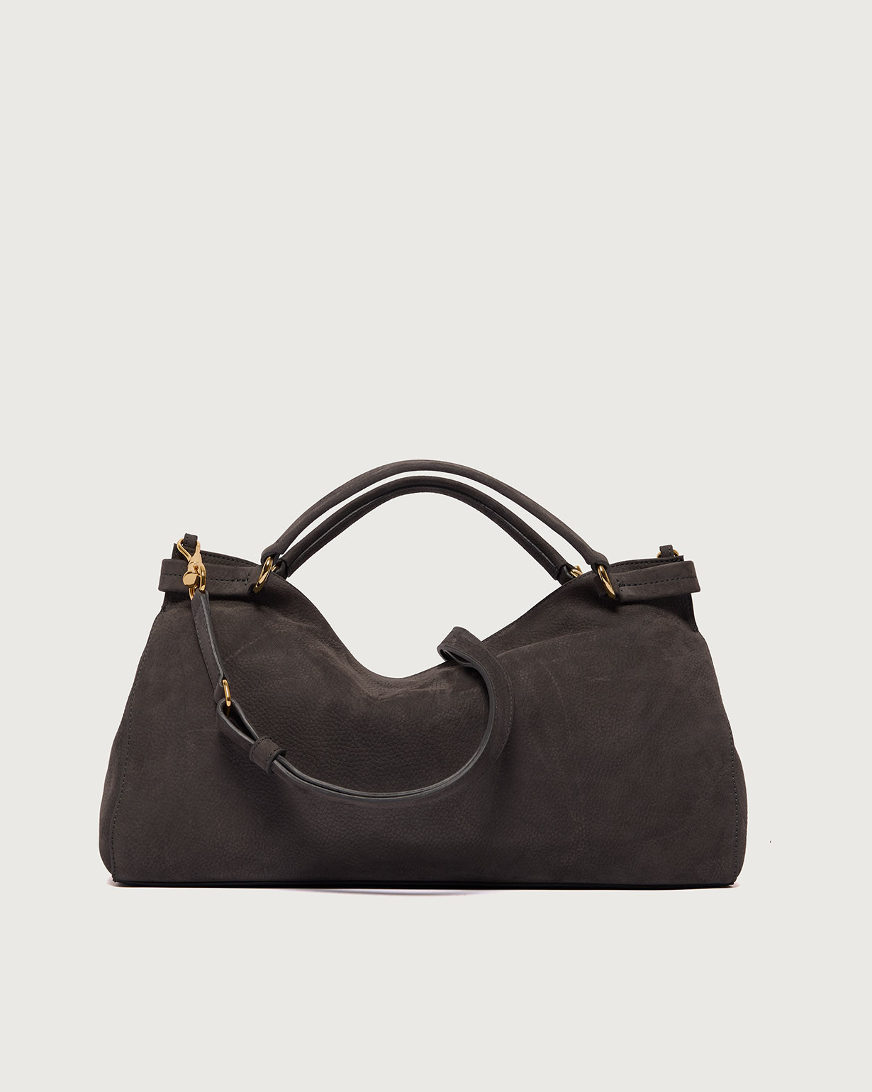 ORCIANI Virgo Nabucco Midi nubuck leather handbag. , color dark grey