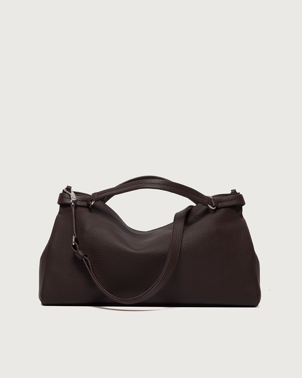 ORCIANI Virgo Soft Midi leather handbag. , color Chocolate
