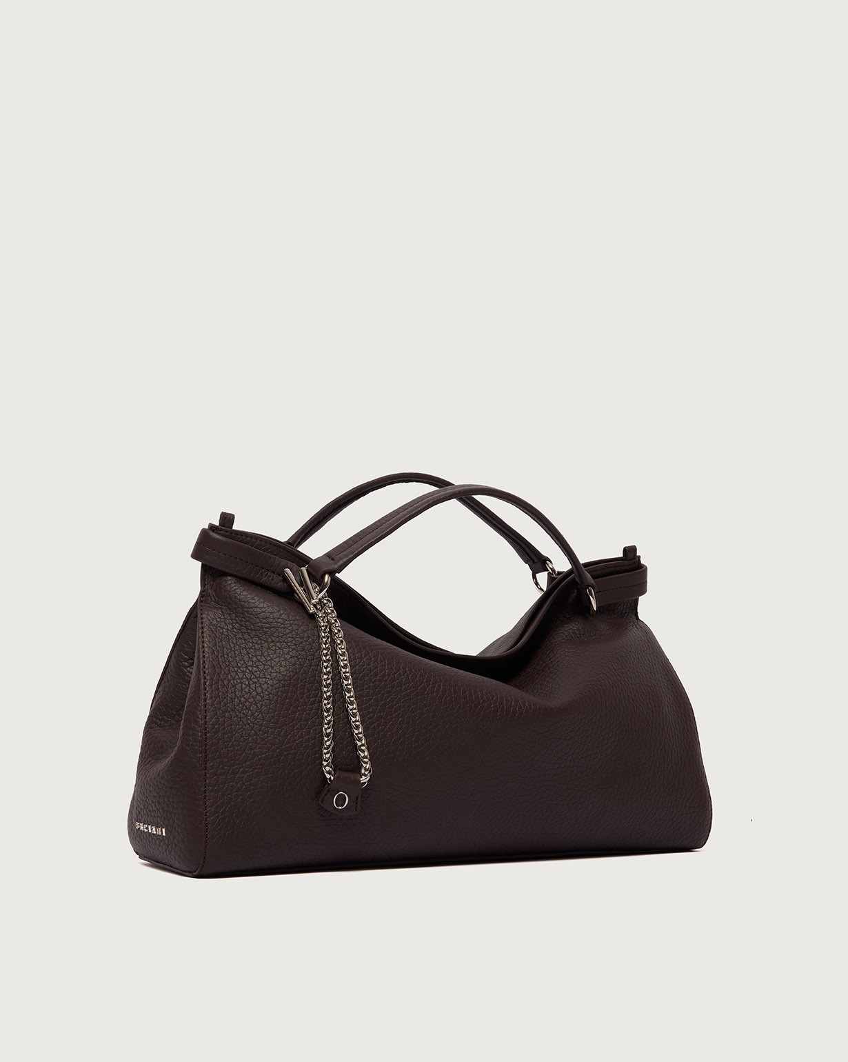 あんこ ORCIANI Virgo Soft Midi leather handbag. , color Chocolate
