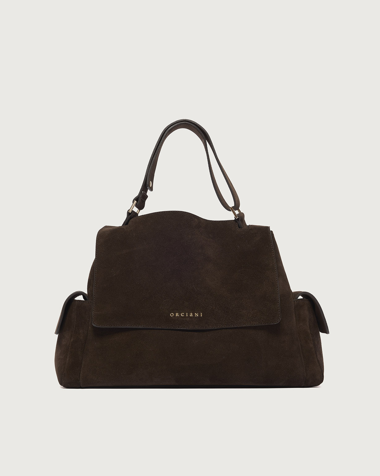 ORCIANI Sveva Peach Cargo Midi suede leather shoulder bag. , color
