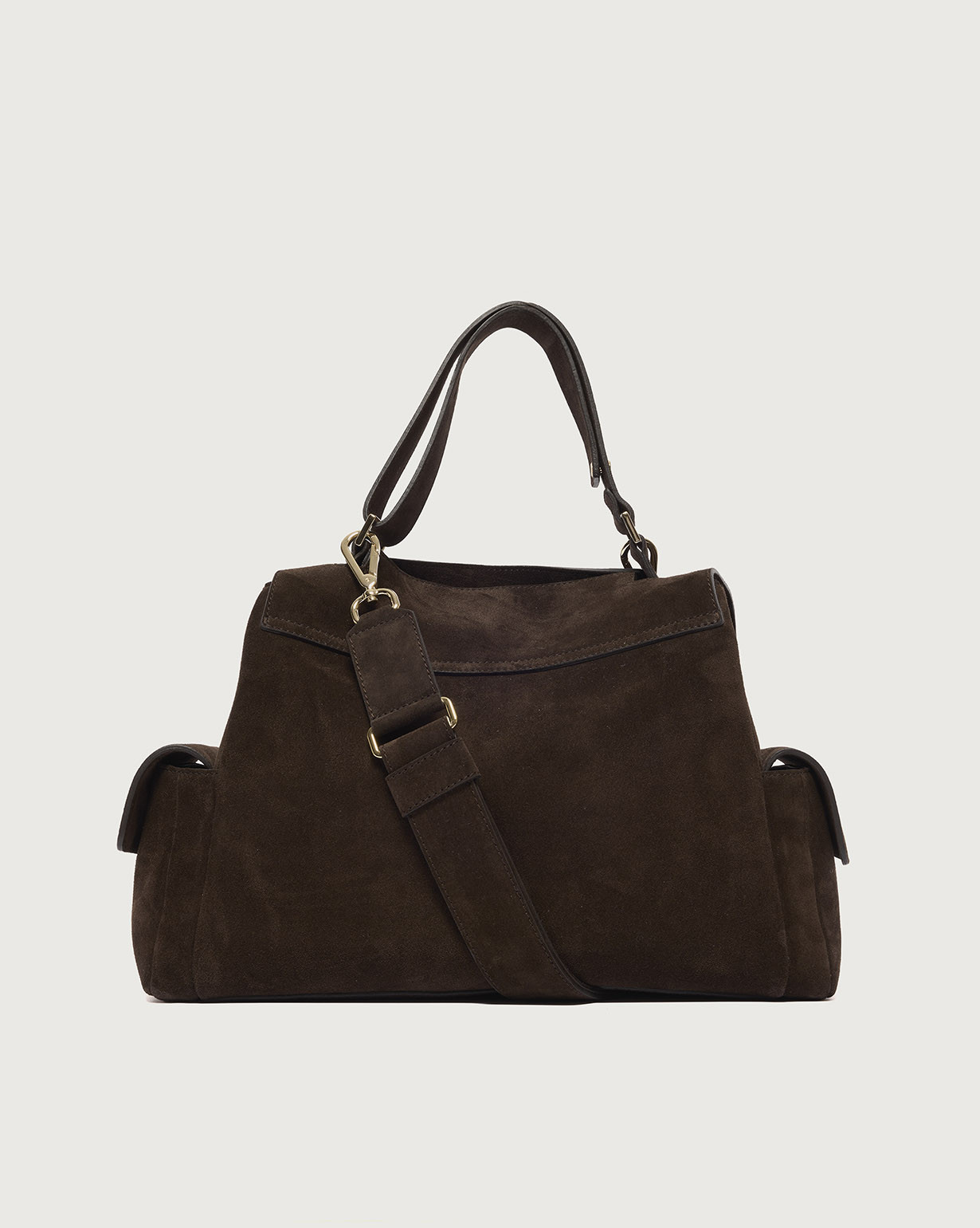 ORCIANI Sveva Peach Cargo Midi suede leather shoulder bag. , color