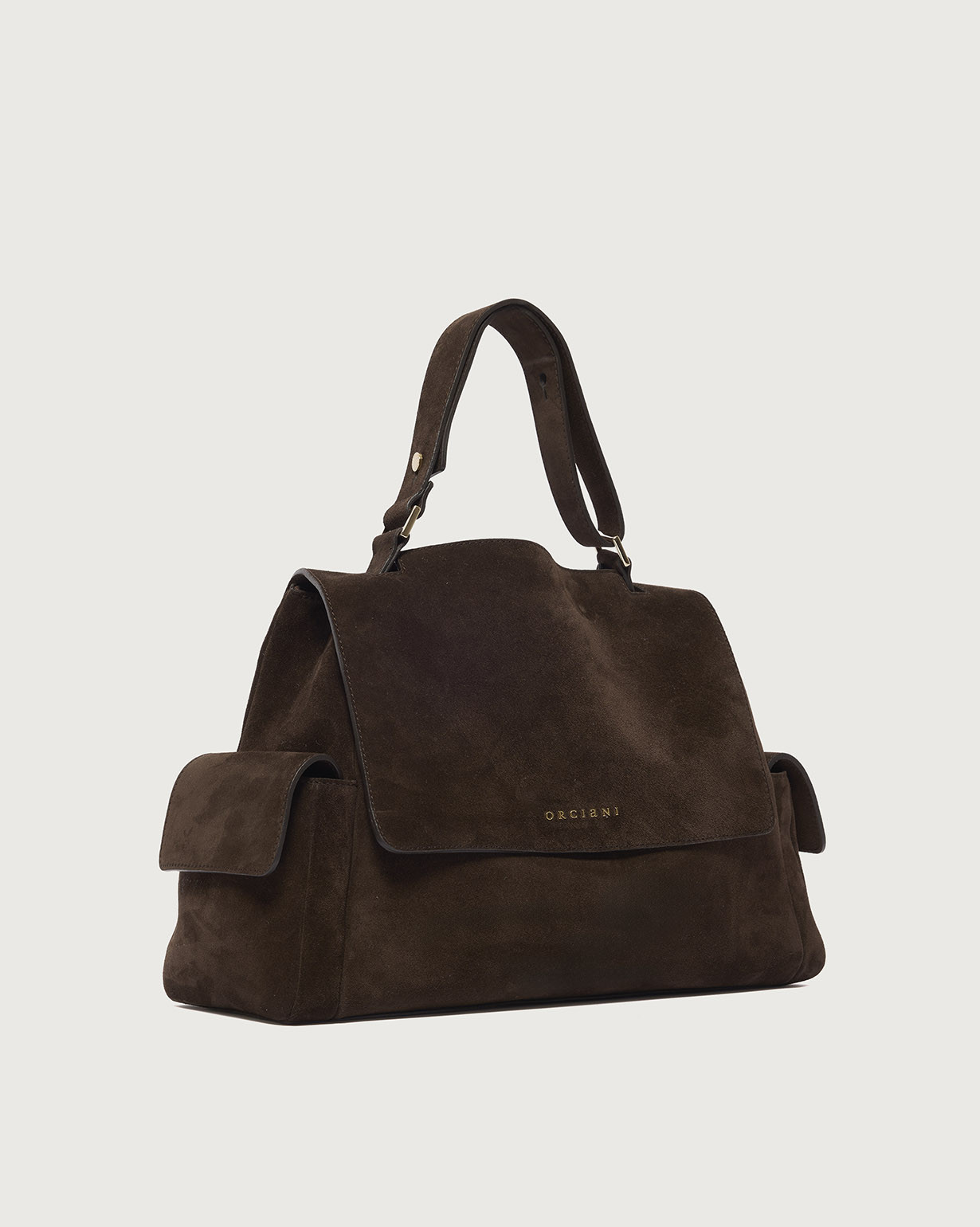 ORCIANI Sveva Peach Cargo Midi suede leather shoulder bag. , color
