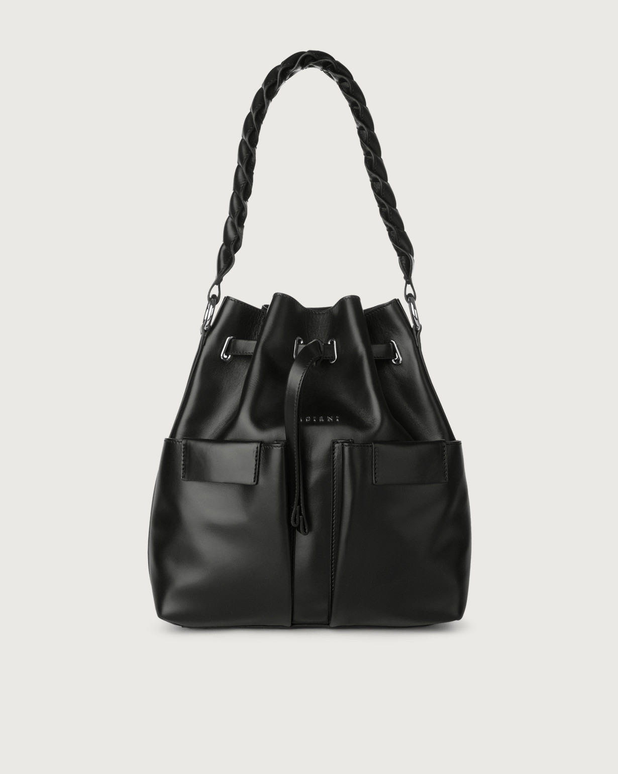 ORCIANI Tessa Liberty medium leather bucket bag. color Black