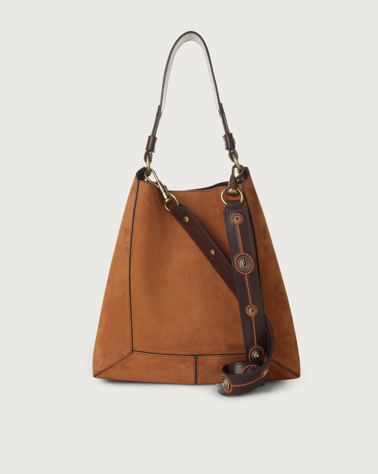 ORCIANI Frame Soft nubuck leather shoulder bag. , color Brandy