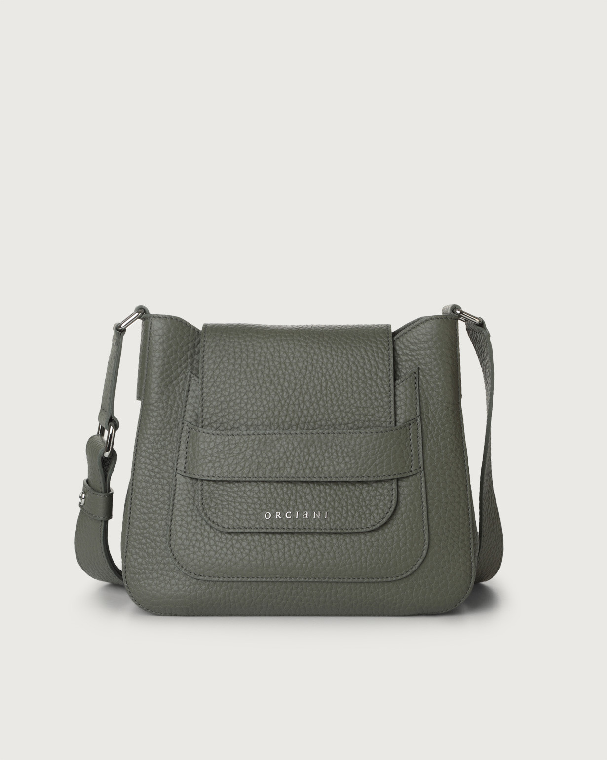 ORCIANI Dama Soft Midi Leather Bag With Shoulder Strap Color Green