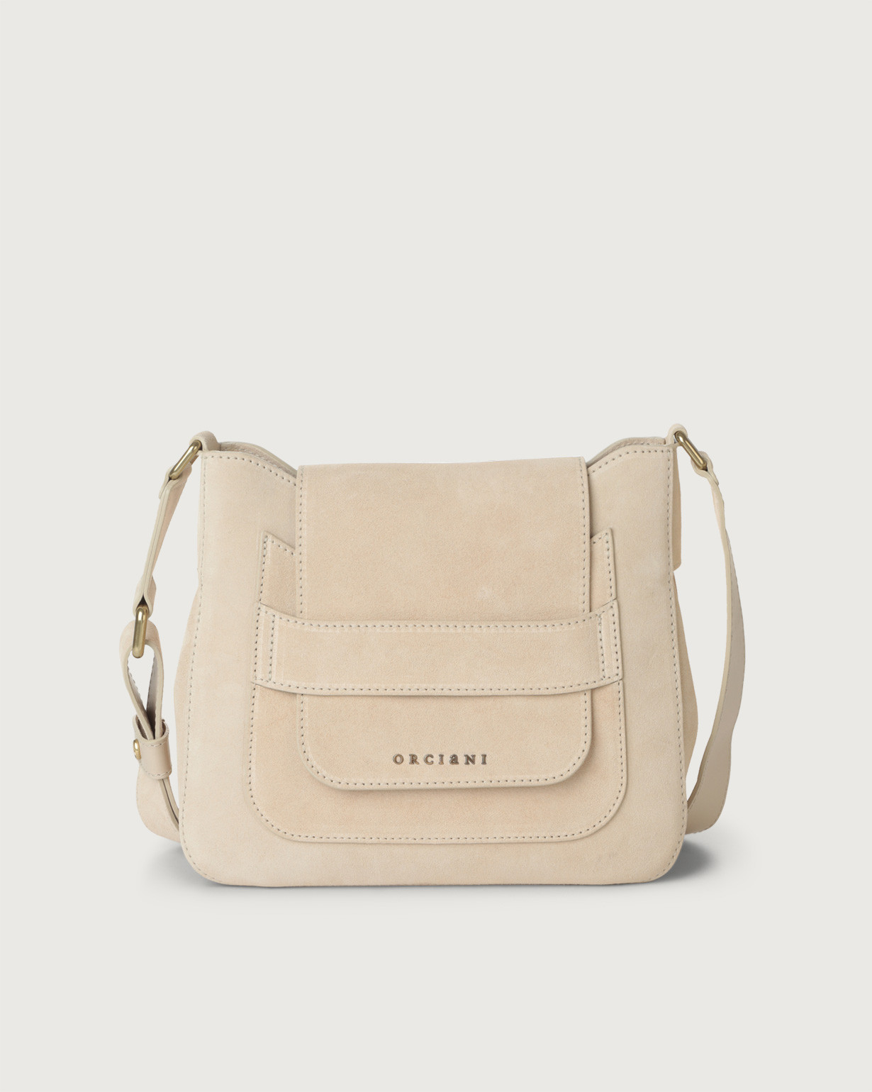 ORCIANI Dama Naif Midi Suede Leather Crossbody Bag Color Butter