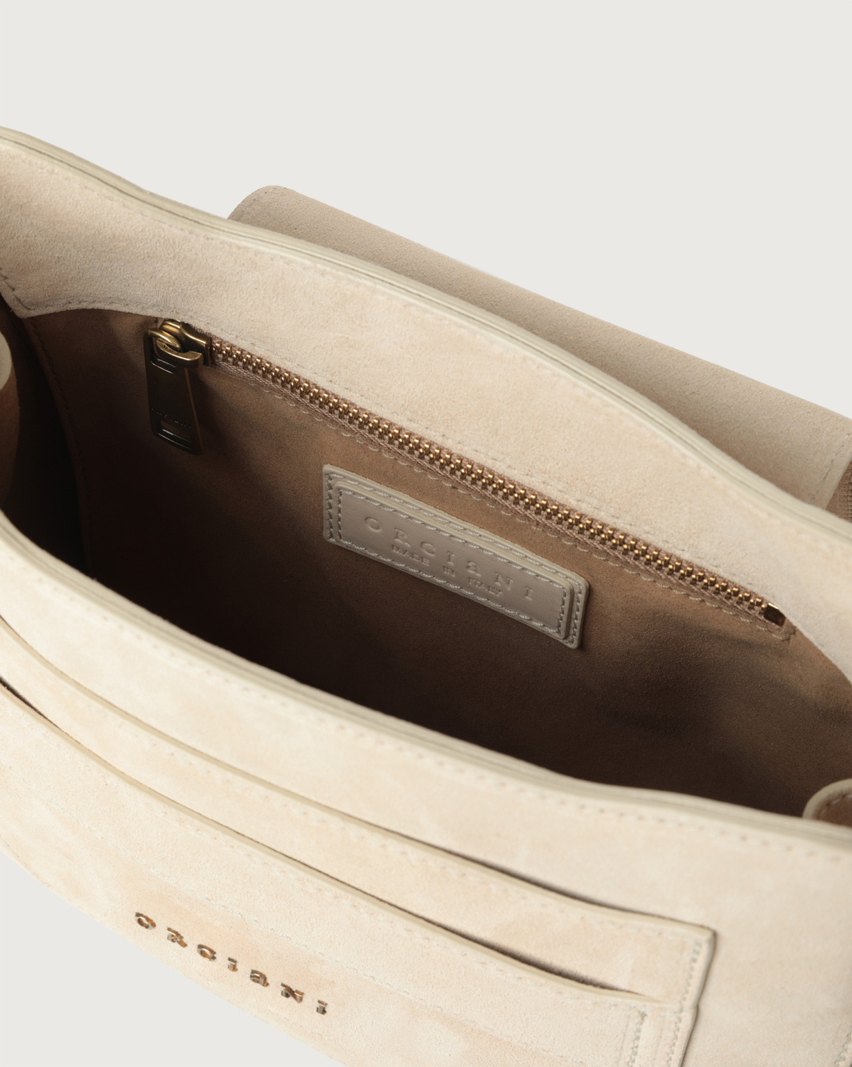 ORCIANI Dama Naif Midi Suede Leather Crossbody Bag Color Butter