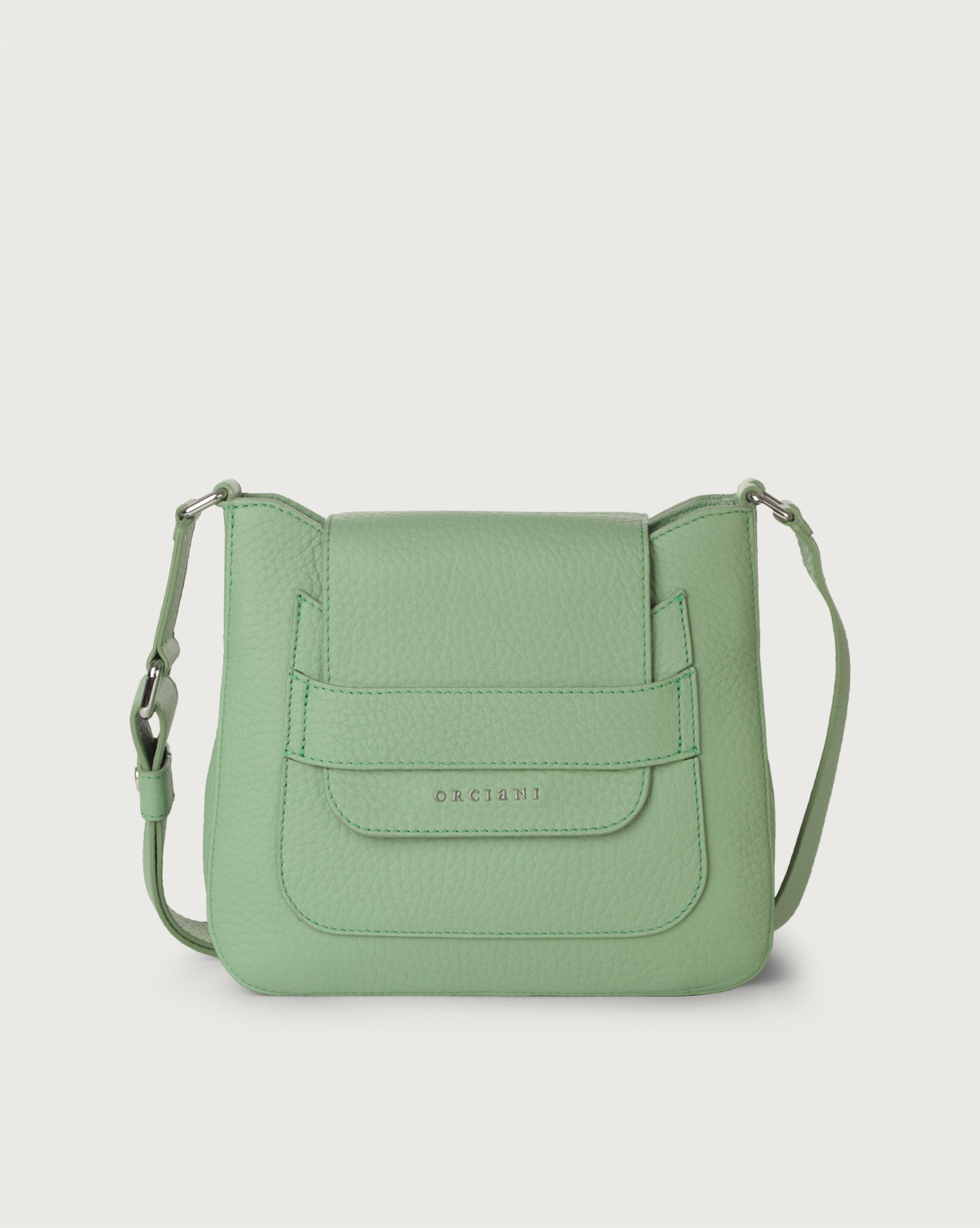 ORCIANI Dama Soft Midi leather bag with shoulder strap. , color Green