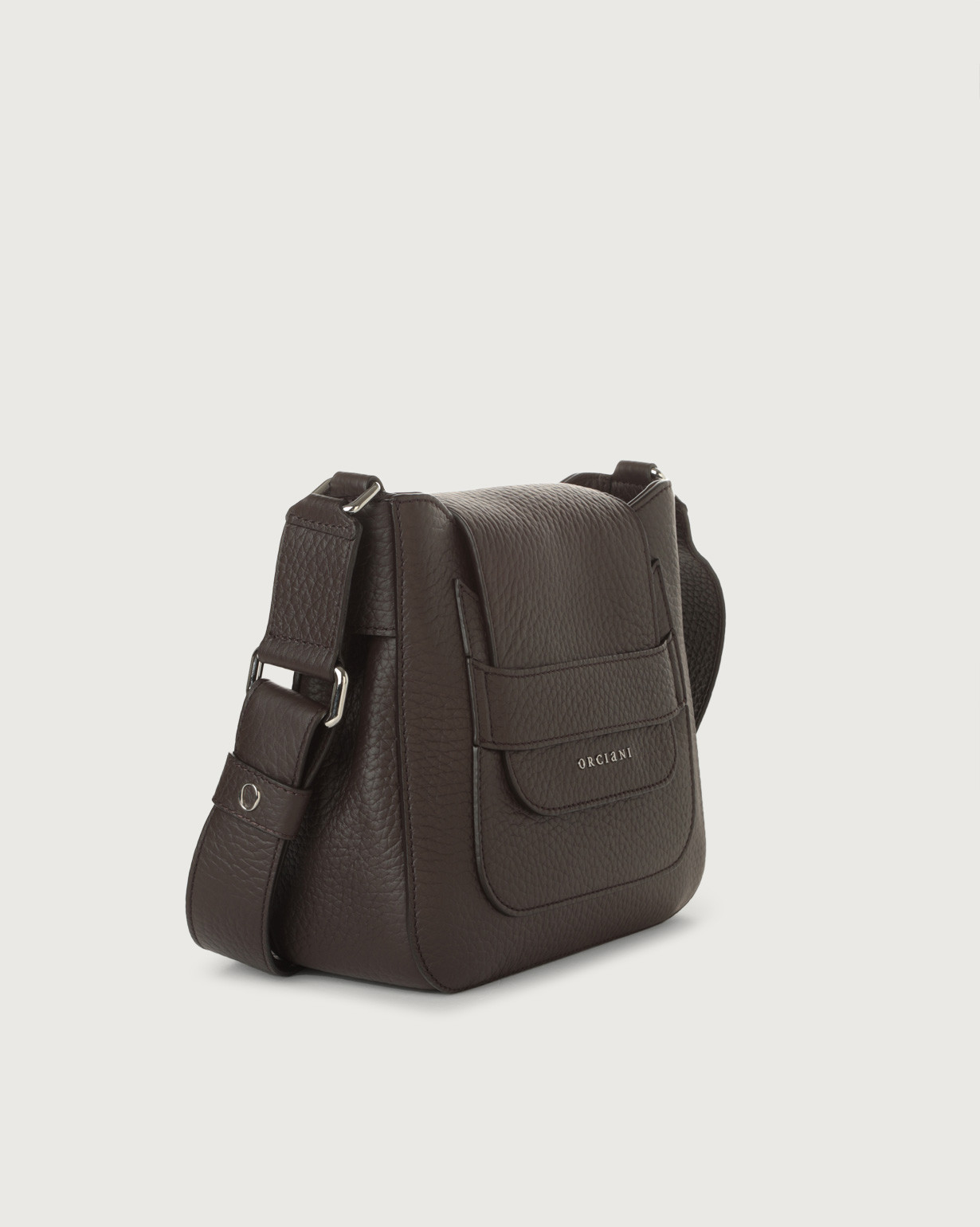 ORCIANI Dama Soft Midi Leather Bag With Shoulder Strap Color Chocolate