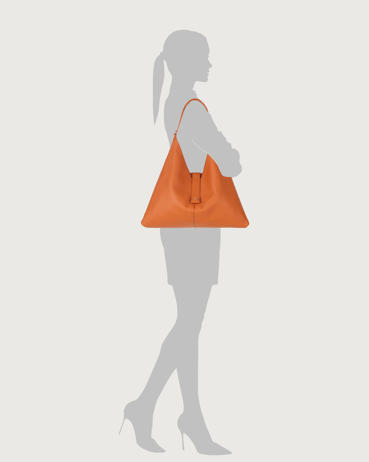 ORCIANI Vita Soft leather shoulder bag with strap. , color Orange