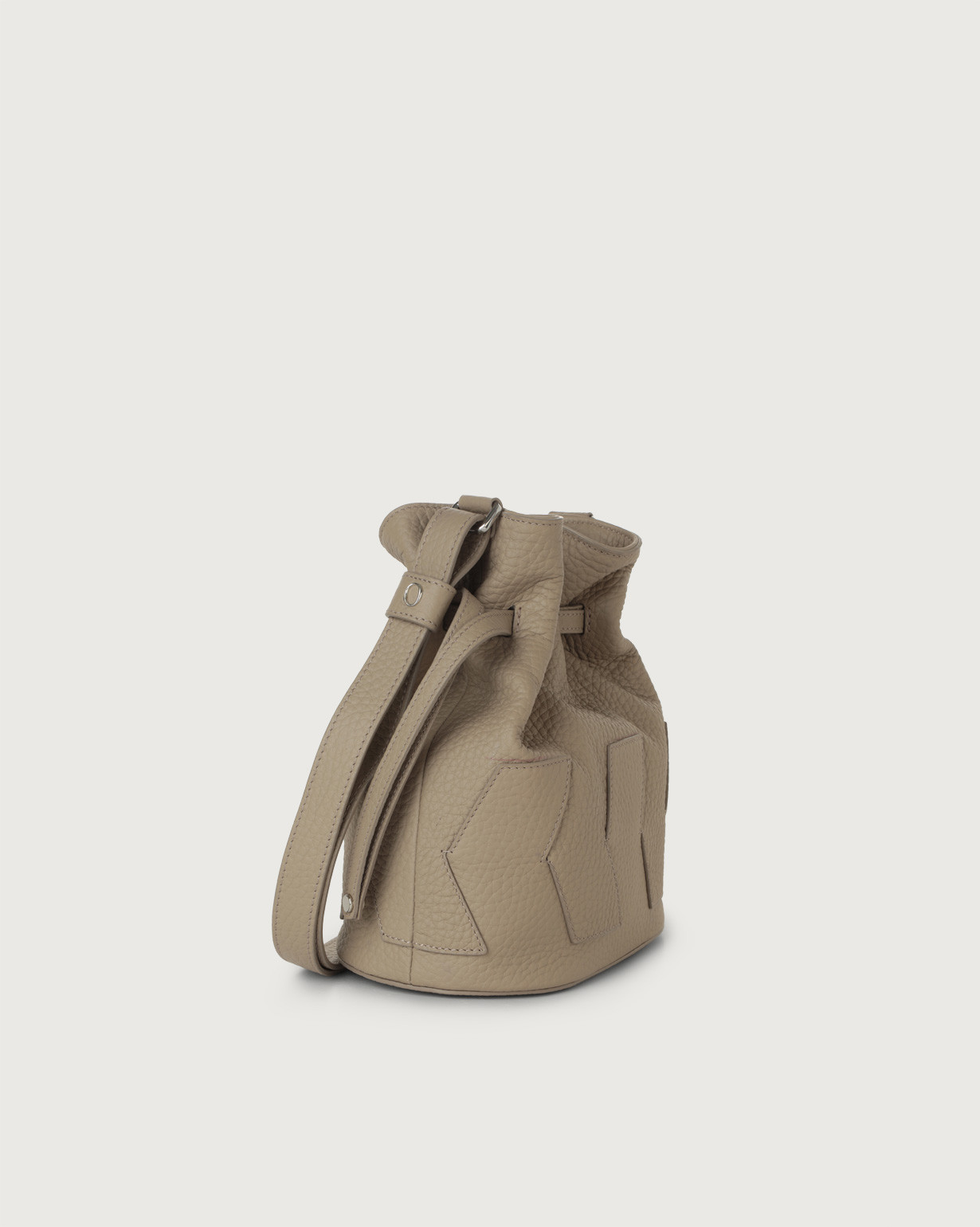 ORCIANI Twist Soft leather small crossbody bucket bag color Sand
