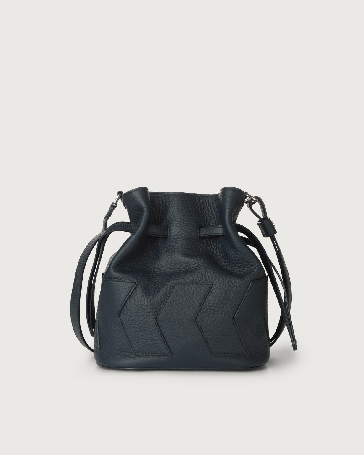 ORCIANI Twist Soft leather small crossbody bucket bag. color Navy