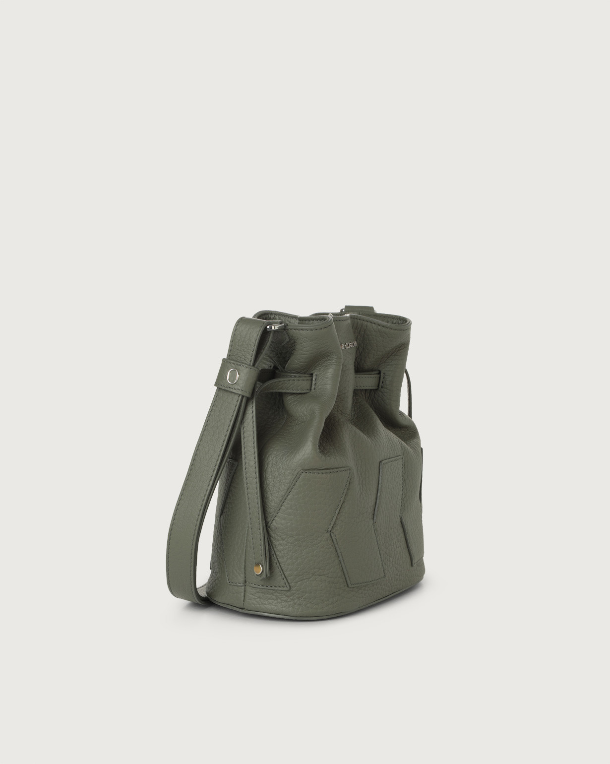 ORCIANI Twist Soft leather small crossbody bucket bag. , color Green