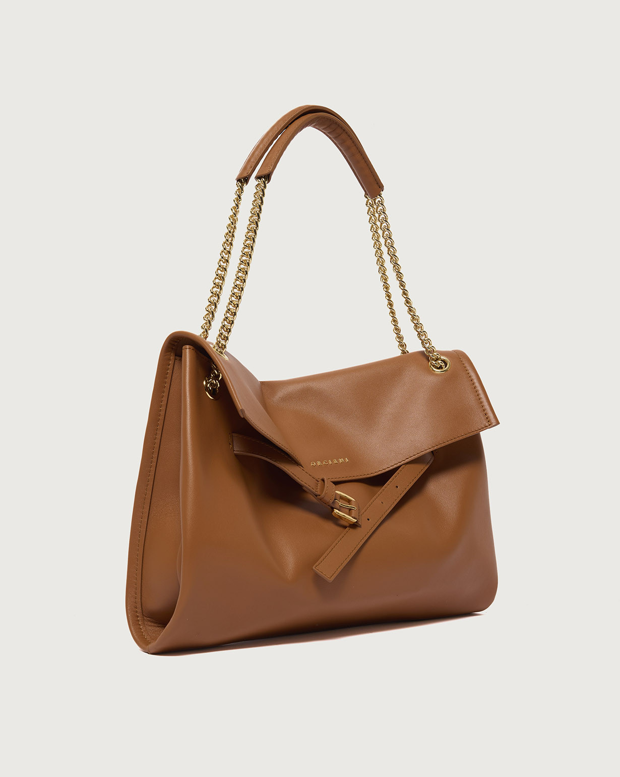 ORCIANI Venus Nappa Midi leather shoulder bag. , color Amber