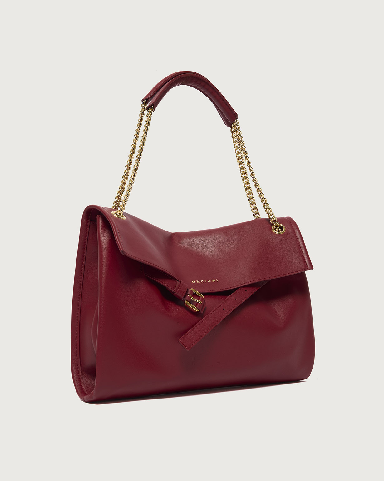アンティ ORCIANI Venus Nappa Midi leather shoulder bag. , color Red