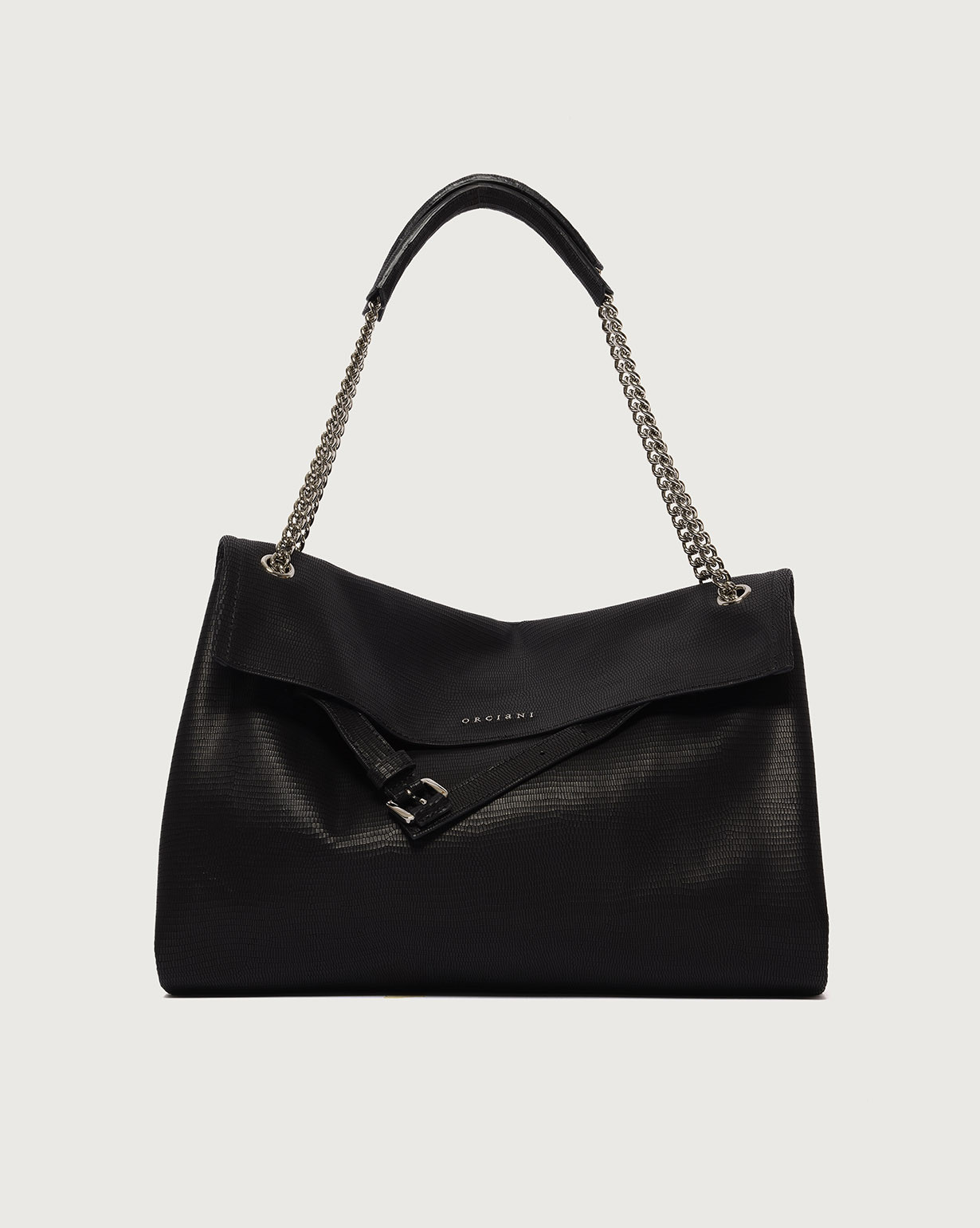 ORCIANI Venus Whiston Midi grained leather shoulder bag. , color Black